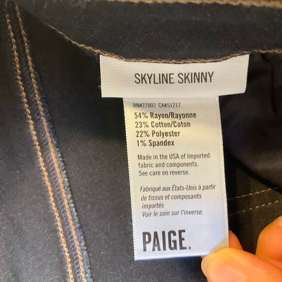 Paige Women Skyline Skinny Jeans size 28 Dark Blue Mid Rise Stretch Boot Cut - Picture 9 of 10